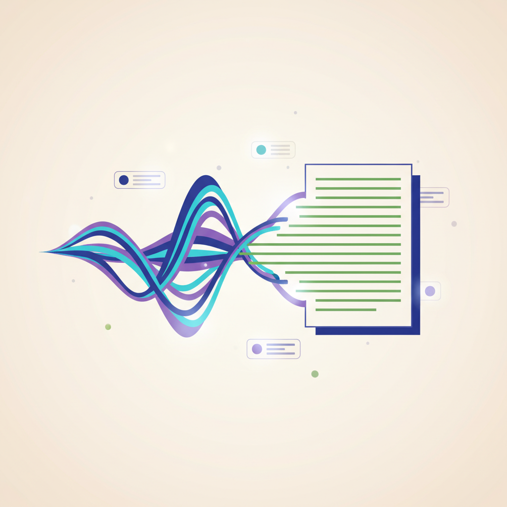 Onde sonore qui se transforme en transcription